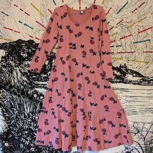Vintage 90s Grunge Valentine's Dusty Rose Pink Midi Dress